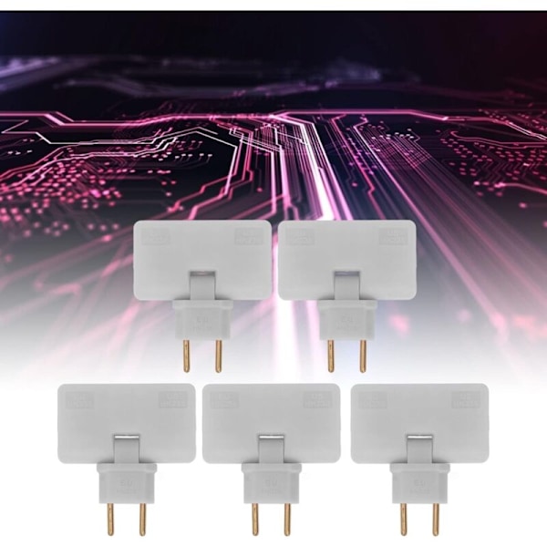 5 stk. flat kontakt trådløs stikkontakt 180 graders rotasjon 1 til 3 EU-stikkontaktadapter 110-250V for plassering bak møbler.-AD5-