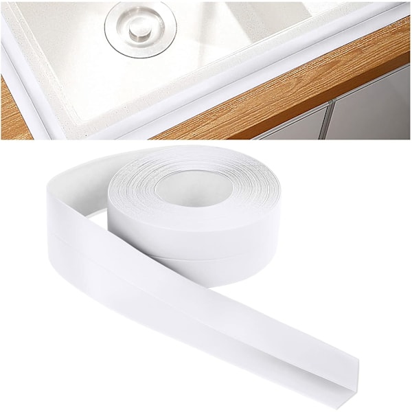 Badrumslist, 3,2m*3,8cm Självhäftande Tätningslist, Självhäftande PVC Tätningstejp för Badkar, Badrum, Kök, Mögelresistent, Fogmassa (Vit) -AD6-
