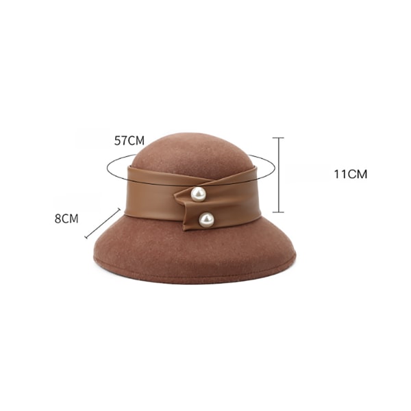 Fedora-hatt, filtmössa med uppfödd brätt, hinkhatt Elegant Retro damhatt 1 varm vintermössa Höstfiskehatt Vindtät Fedora b