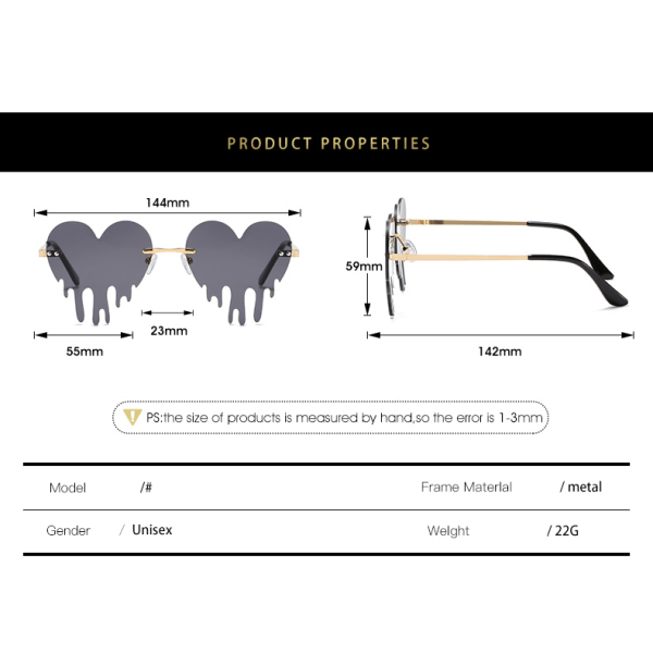 2 kpl värikkäät sydämen muotoiset aurinkolasit naisille ja miehille hauskoihin juhliin #8