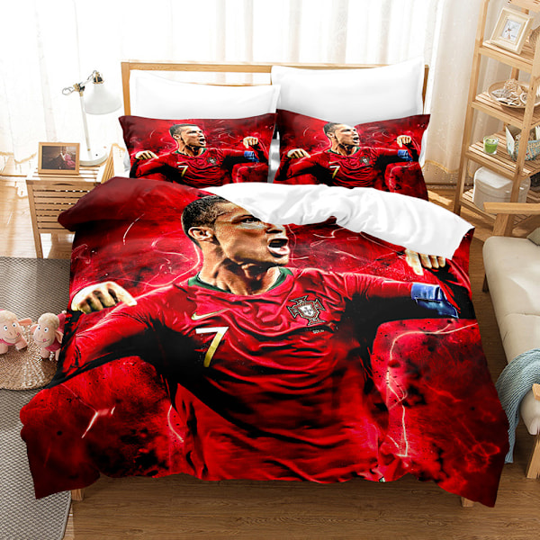 3D fotbollsstjärna Ronaldo, Messi, Mbappe och andra serier tryckt tredelat set tvådelat set digitalt påslakanset örngott set H 200*200