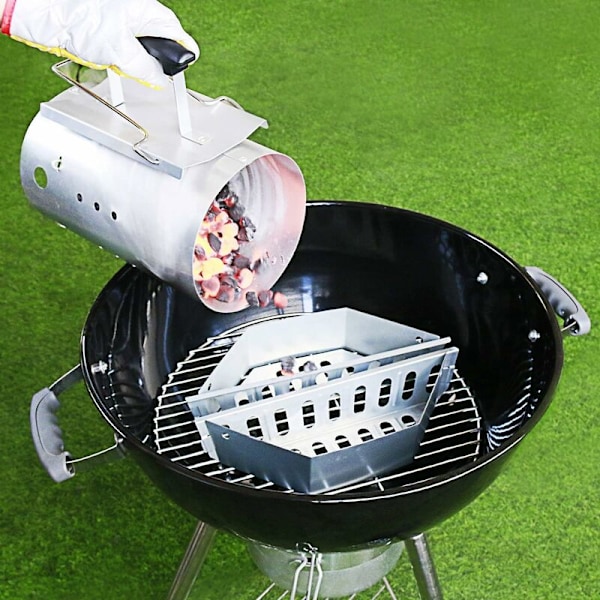 Sett med 2 kullkurver i rustfritt stål for Weber-griller og alle andre ildsteder -AD4-
