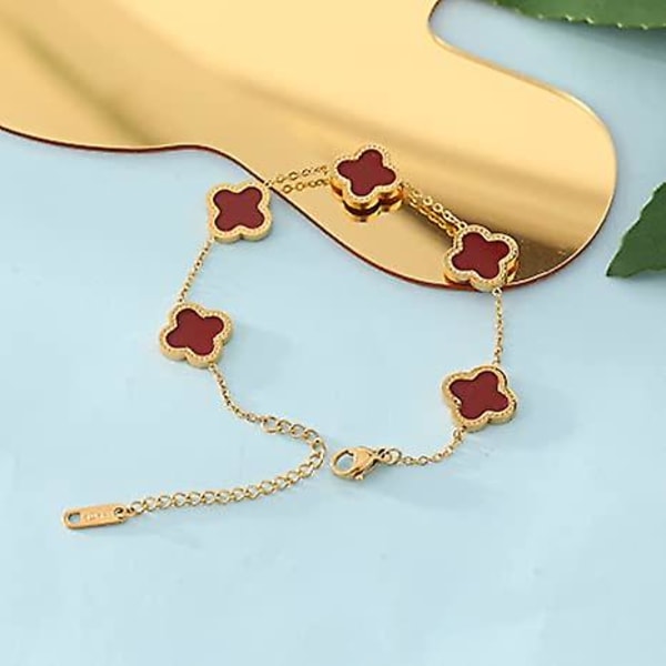 Rött Mode Länkarmband för Kvinnor, Söta Enkla Armband Smycken Mors Dag Alla Hjärtans Dag Julklapp -FD1-