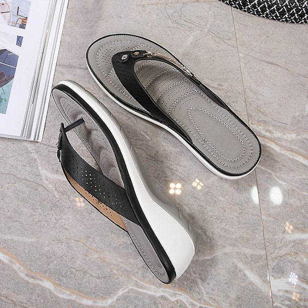 Myke og komfortable flip-flop tøfler for kvinner - Thong sandaler - Casual ortopediske sandaler Aprikos Apricot 37