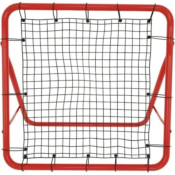 UISEBRT Jalkapallon palautusverkko, jalkapalloharjoitteluun, 5 säädettävällä tasolla, punainen teräsrunko, 100 x 100 x 65 cm -FD1-