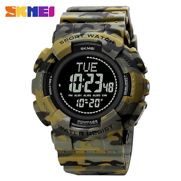 Men's Digital Watch Sports Outdoor Waterproof Watches Multi Function LED Watches-Army Green Camo