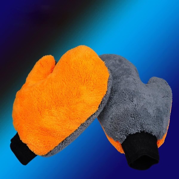 Jinyi Bilvask Absorberende Vaskehandske Fleece (2 stk.)-AD4-