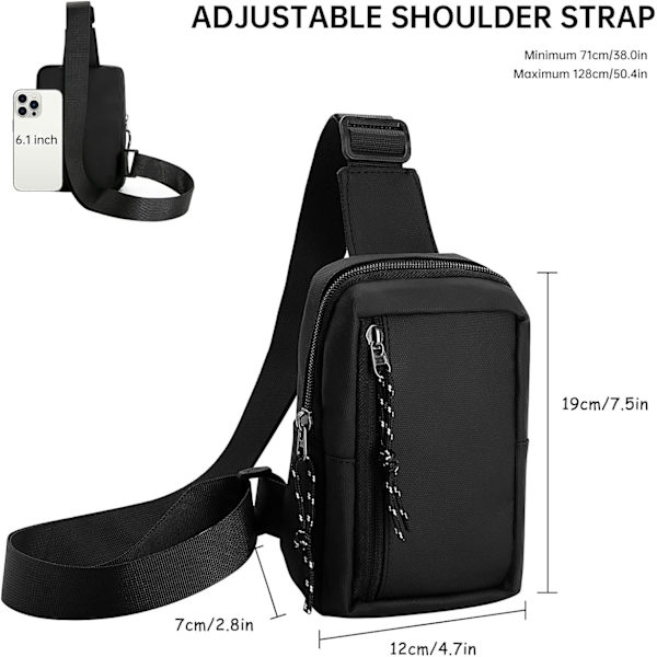 Mini Sling Taske - Herre Dame Lille Vandtæt Crossbody Casual Telefon Brysttaske til vandring -FD4-