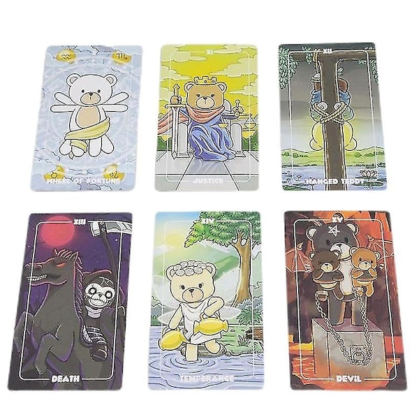 12*7cm Teddy Tarot Prophecy Fate Divination Deck Familiefest Brætspil Kort