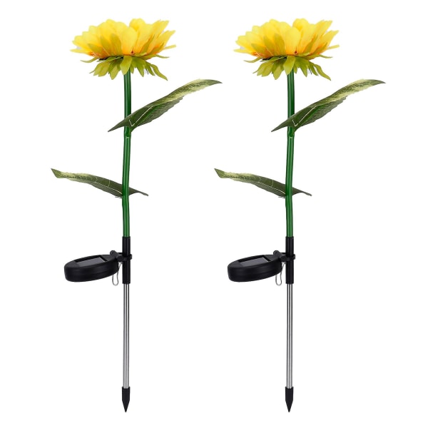 2Pcs Solar Powered Warm White LED Flower Garden Decoration Lights