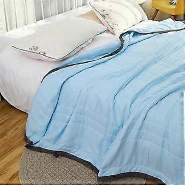 Isteppe til alle årstider - Sommerkøletæppe til varme sovende og nattesved Blå 170 x 200 cm -FD4-