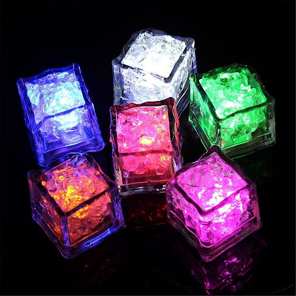 12 stk. LED-isbiter med fargerike, sakte blinkende lys som lyser i mørket for bar, klubb og drinker【mo】-AD4-