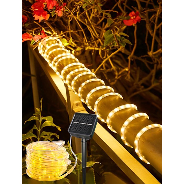 Solcelle Lys Udendørs Vandtæt - 100 LED Lys Kæde til Terrasse, Solcelle Lys Kæder, Pool Lys, Udendørs Dekorations Lys til Have, -AD4-