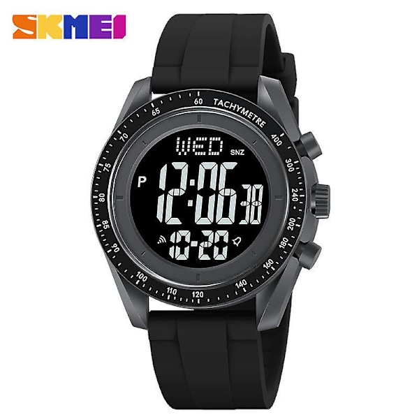 Men's Digital Watch Electronic Waterproof Wrist Watches for Men with Alarm LED Backlight-Dark gray