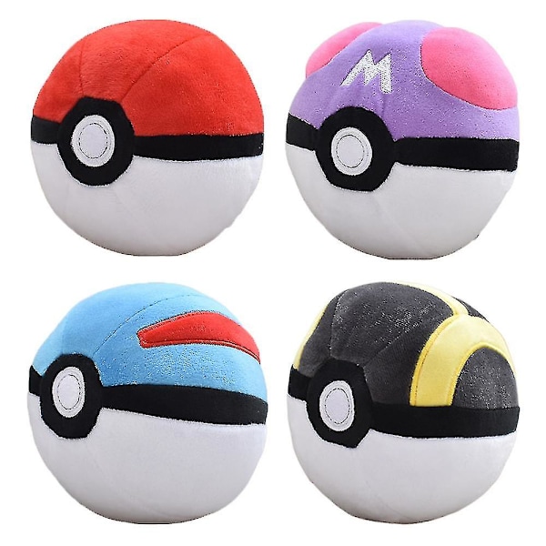 4 stk. Kjæledyrsamling Ball - Master Ball - Great Ball - Ultra Ball Plysjleketøy DB-AD4-