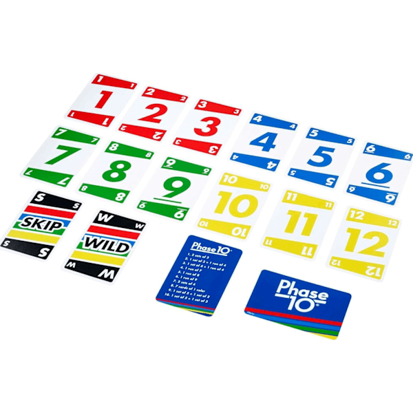 Phase 10 kortspel med 108 kort, perfekt spel för barn, familj eller vuxna spelkvällar, från 7 år och uppåt