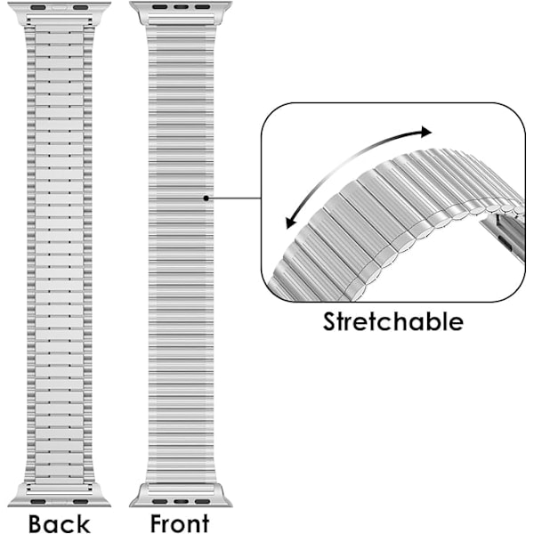Rem til Apple Watch Ultra, rustfrit stålrem kompatibel med iwatch rem 45mm 44mm 42mm elastisk udvidelig metal