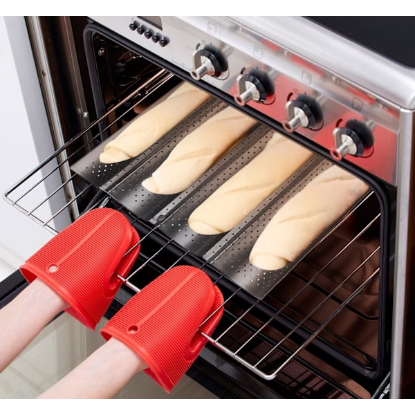 Baguette-leivinpelti, rei'itetyt ranskalaiset baguette-muotit 4 baguetille -AD11- black