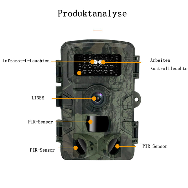 IC Viltkamera 2,7K 20 MP utlösningsräckvidd upp till 35 m med rörelse