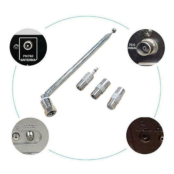 75 Ohm Teleskopisk DAB-Radioantenne for HiFi AV-mottakere Minisystem,-AD10-