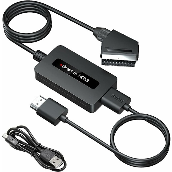 SCART till HDMI-omvandlare med HDMI- och SCART-kablar, Scart till HDMI-omvandlare, Full HD 720P/1080P utgång HDMI SCART-adapter-AD4-
