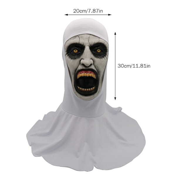 Halloween Nun Horror Mask Cosplay Läskiga Latex Masker Med Huvudduk Full Face Hjälm Halloween Fest Rekvisita