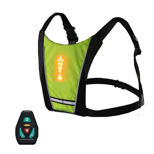 LED-cykelväst, LED-blinkande reflekterande cykelväst med riktningsindikerad USB Uppladdningsbar blinkande cykelväst för nattcykling Varning - Grön