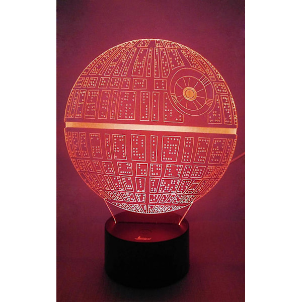 Dødsstjerne 3D Natlampe LED Illusionslampe Sengelampe til Star Wars Fans, 7 Farveskiftende Lys med Akrylplade-AD4-
