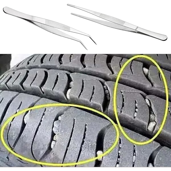 Lange rette pinsetter bøyde pinsetter butte pinsetter rustfritt stål (2 stk) -AD11-