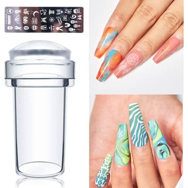 6 stk Negle Stemplingsplater, med 1 Klar Stempel, 1 Skrape ( -AD6-