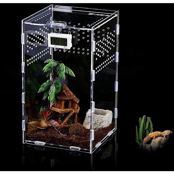 Insektfodringsboks Akryl Terrarium Beholder til Skorpion Frø Husdyr Reptil Habitat Krybende Bærbar Anti-flugt Design -FD2-