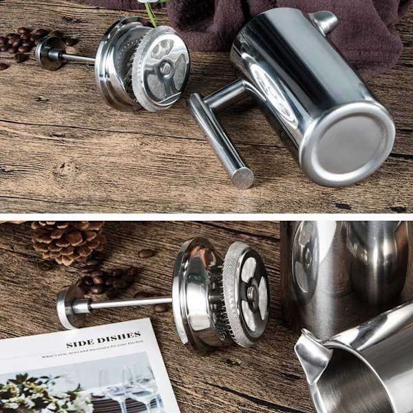 350 ml dubbelväggig rostfri stål fransk press kaffebryggare med rostfritt stålfilter, kaffekanna isolerad kaffekanna pressfilterkanna kaffepress -FD4-