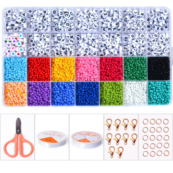 DIY - Pärllåda - Fröpärlor - 3mm - 4500st - Bokstavspärlor multicolor