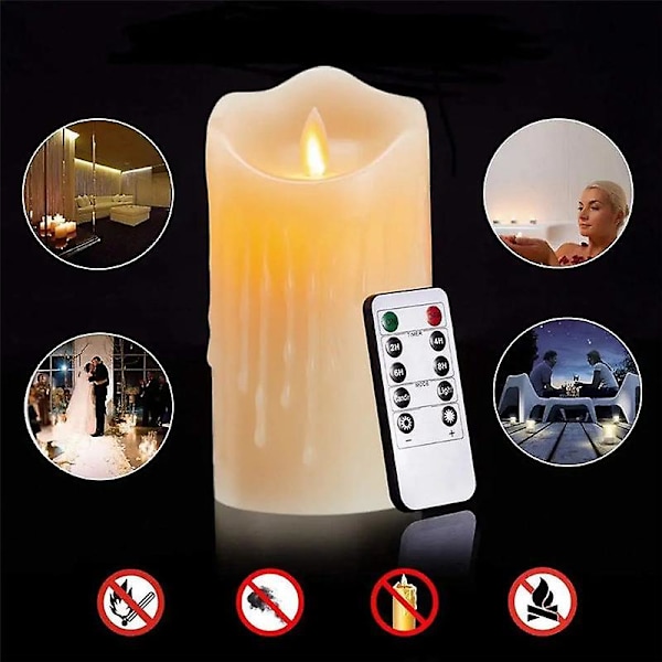 LED-ljus, flimrande flamlösa ljus, uppladdningsbara ljus, äkta vaxljus med fjärrkontroll (YJD) -AD6- CreamyWhite