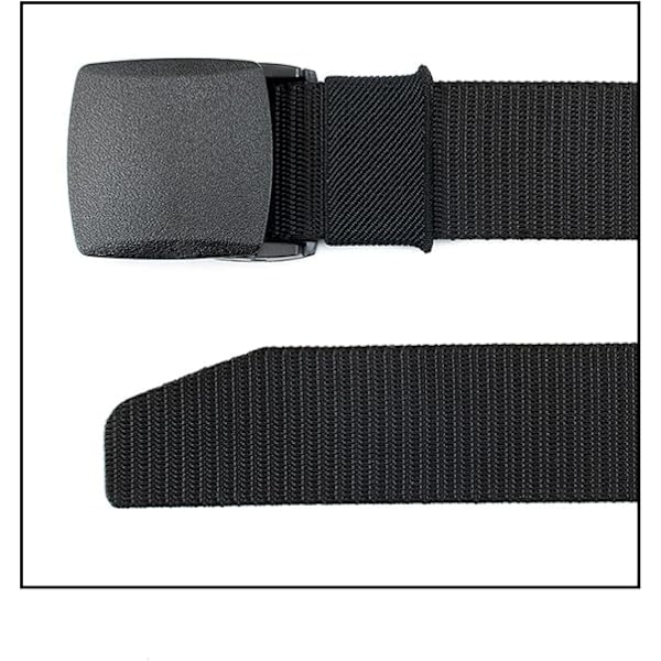 Militære taktiske bælter til mænd kvinder nylonbælte kraftigt hurtigspænde metalfrit canvas spænde bælte (sort, 125 cm) -AD6-