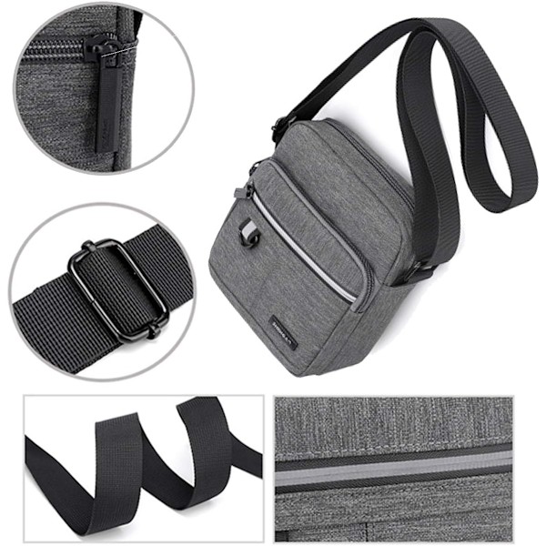 Liten Crossbody-väska för män, Messenger-väska, axelväska för mobiltelefon för resor, vandring och utomhussporter (Grå Crossbody-väska för män)-AD8-