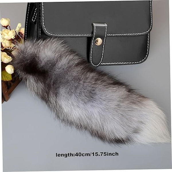 Fox Hale Nøglering, 40 cm Fox Hale Nøglering, Langhåret Faux Pels Hale Dekoration, Blød Fox Hale, Festkostume Pels Haler-AD4-