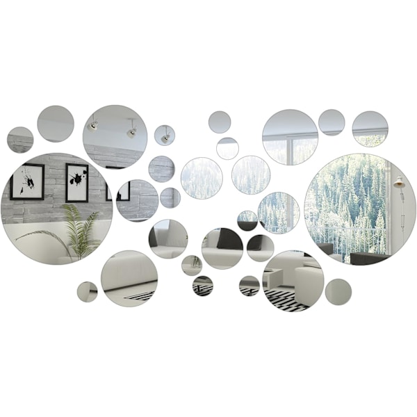 36 Pieces Home Decoration Round Circle Mirror Wall Sticker