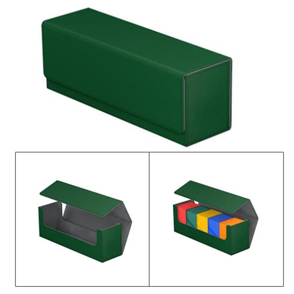 Suuri pelikorttikotelo, säilytysteline, vakiokoko yli 400 suojatulle kortille, vihreä