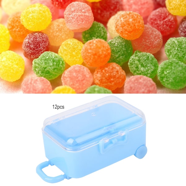 12 kpl Mini Rolling Travel Suitcase Shape Candy Box Hääsuosija Lahja Dekor Sininen