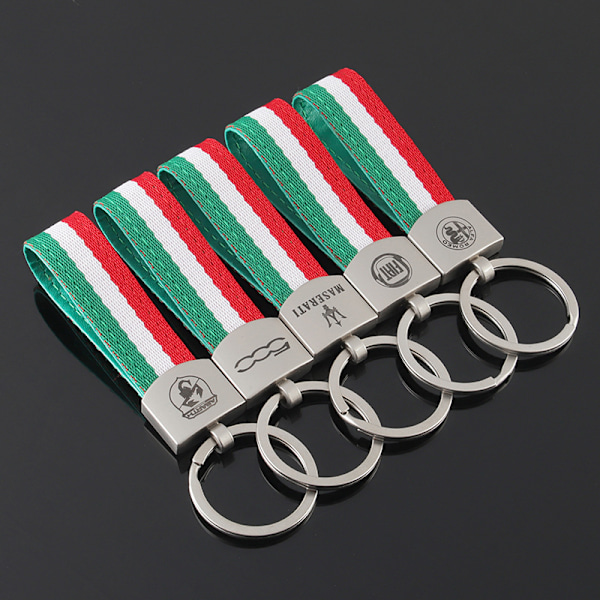 Nyckelring i konstläder med italiensk trefärgad flagga, färgglad logga, officiell-AD10-