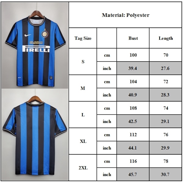 INTER MILAN 2010 Mestarien liigan finaali Retro Jalkapallopaita Miehille 2XL