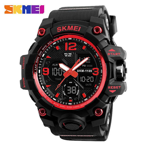 Men's Analog Sports Watch Outdoor Waterproof LED Digital Electronic Watches-red