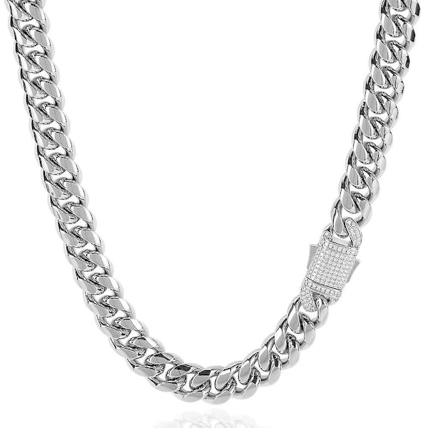 Silverhalsband för män 20/18 tum Klassisk 10 mm kedja Lyxsmycken Bröllop Julklappar 18 tum Silver -AD6-