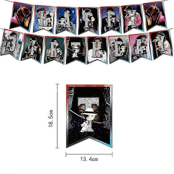 Michael Jackson Tema Grattis på födelsedagen Banner Ballonger Tårtdekorationer Kit Party Tillbehör Dekor (HK)-AD4-