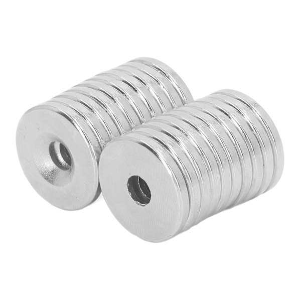 20 kpl Reikämääräiset magneetit 20x3mm Neodyymi Levy Rengasmagneetti M5 Harvinaiset maametallit Pyöreä magneetti kiinnitykseen -FD4-