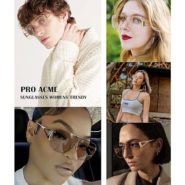 Pilot Solbriller Kvinder Mænd Trendy Rammeløse Retro Firkantede Shades Store Metal Solbriller-AD4-