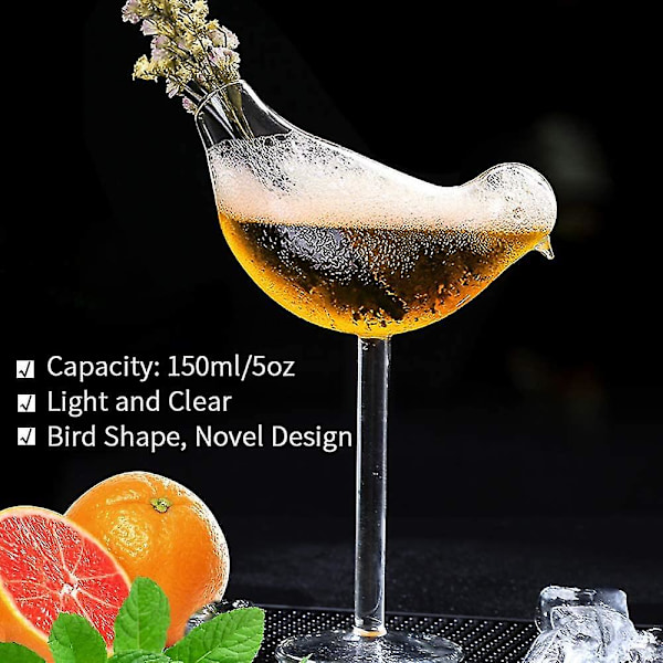 Nytt Cocktailglas Set om 2 Martiniglas 150 ml Unikt Fågeldricksglas-AD4-