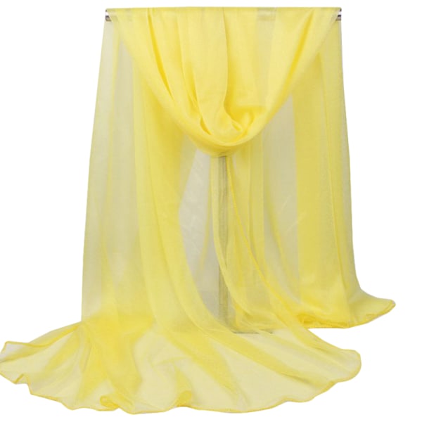 Dam Enfärgad Sommarsjal i Siden Chiffong Poncho Gul-FS2--AD3- yellow 165*85cm