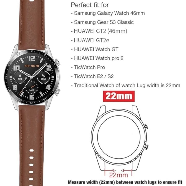 Rem för Huawei Watch GT 2/Huawei Watch GT 46mm Sport/Classic/Active/Elite, justerbart ersättningsarmband för klocka.